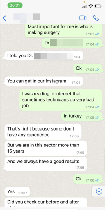 whats app hair transplant clinic